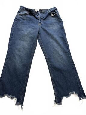 WE THE‎ FREE Maggie Midrise Straight Leg SZ 31 Raw Hem 100% Cotton Luxury Jean